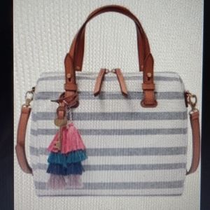 Fossil Rachel Satchel Blue Stripe